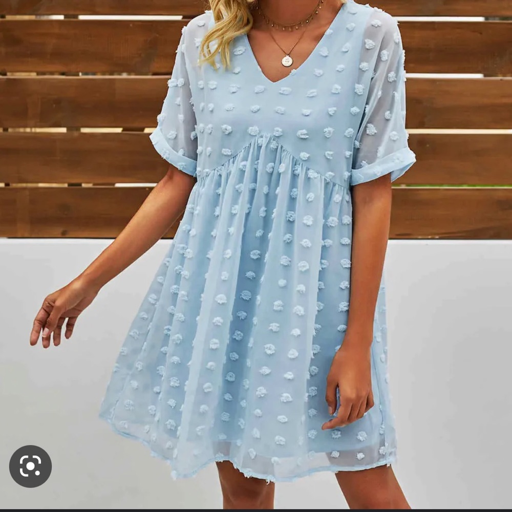 Blue Swiss dot flowy dress